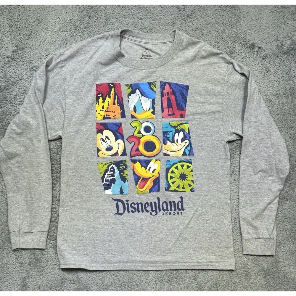 Disneyland Resort Shirt Mens L Gray Long Sleeve 2020 Mickey Donald Goofy *SPOT